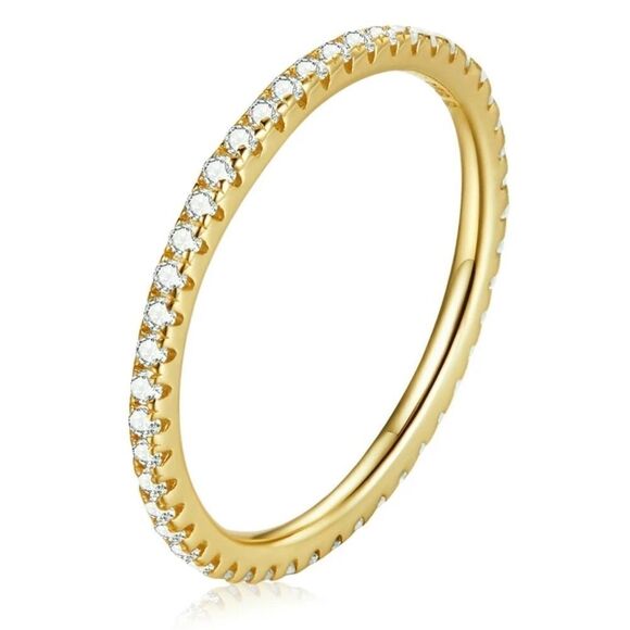 14K Gold Plated Sterling Silver Band Ring - Picture 1 of 10
